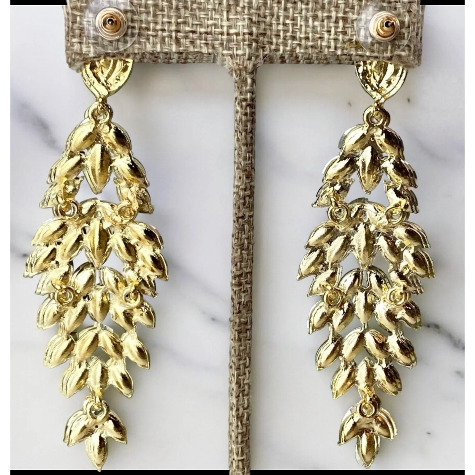 Black Crystal Statement Earrings NEW - Image 3