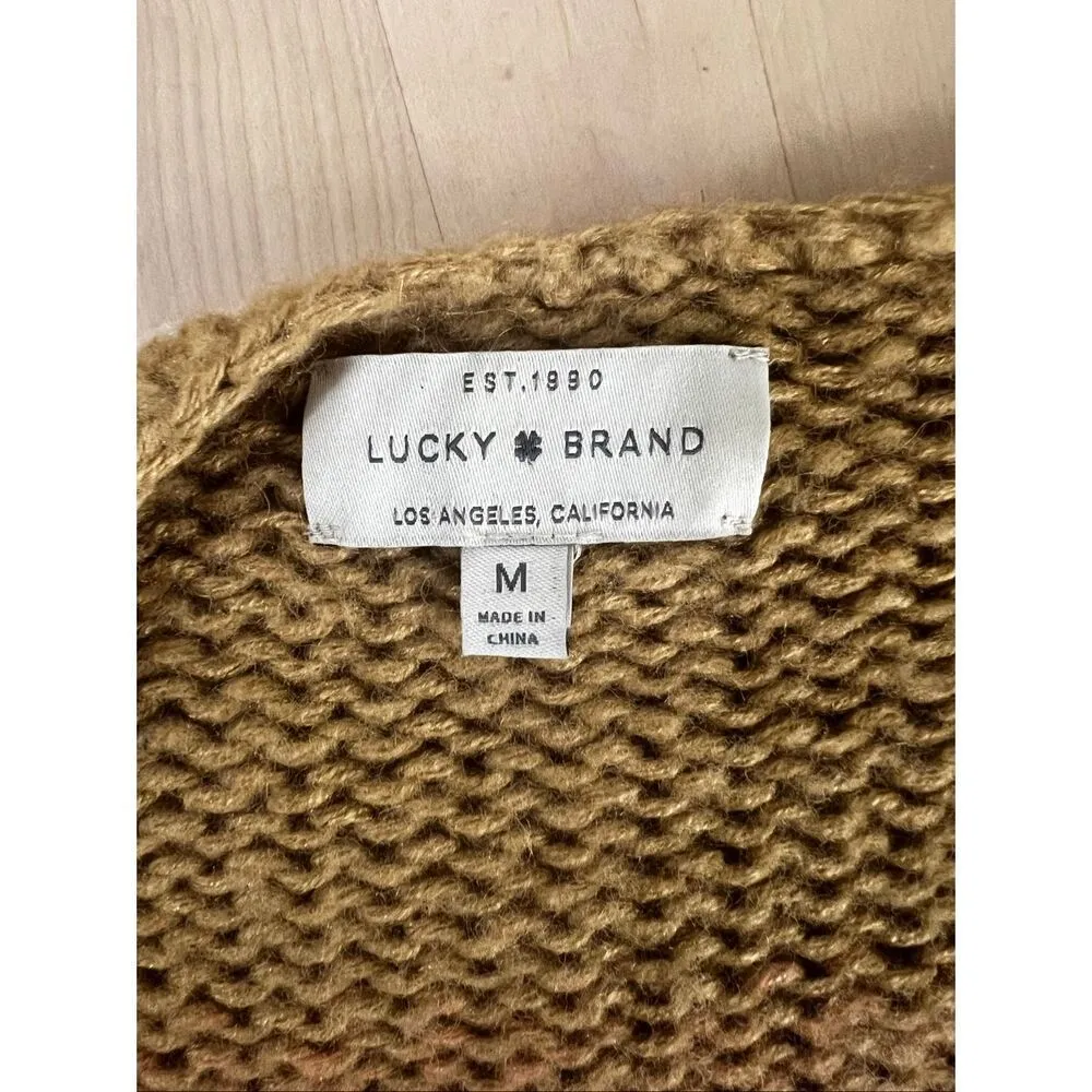 Lucky Brand Brown Ombre Dye Oversize Open Cardigan In Rust Wool Blend Size M - Image 11