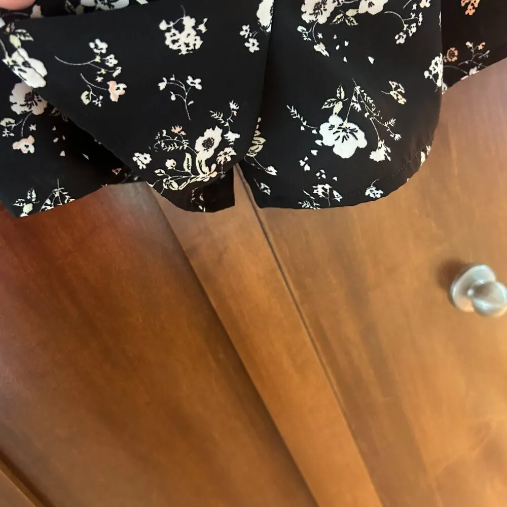 Lush Romper Womens Black Floral On or Off Shoulder 3/4 Sleeve Medium LN - Image 7