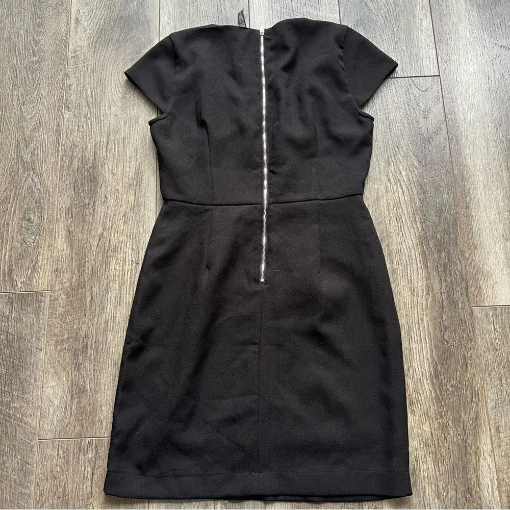 Evereve Allison Joy Classic Black Dress Cap Sleeves Exposed Zipper Size Medium - Image 11