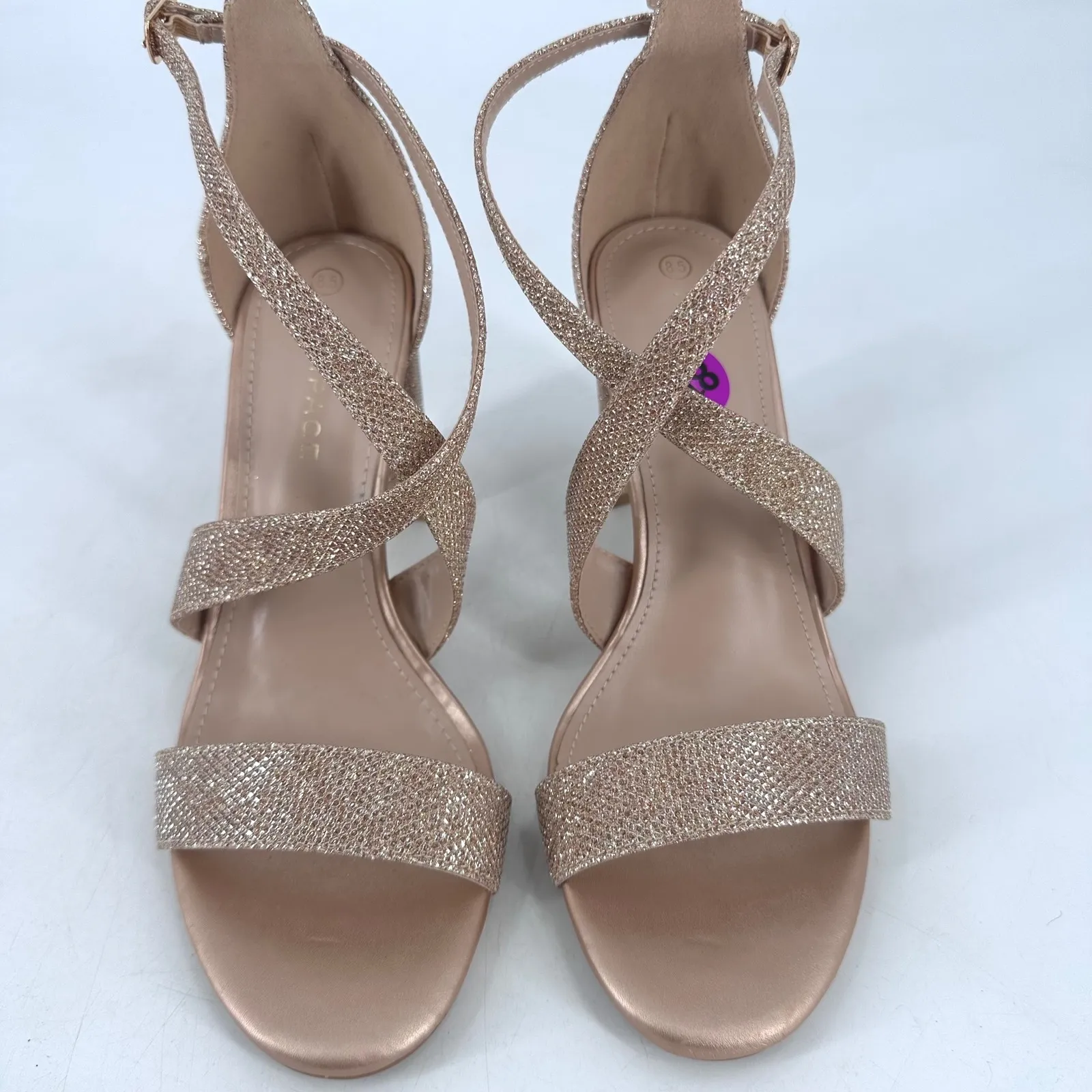 NWOT Rampage Women Rose Gold Glitter Block Heel Sandals Size 8.5 - Image 4