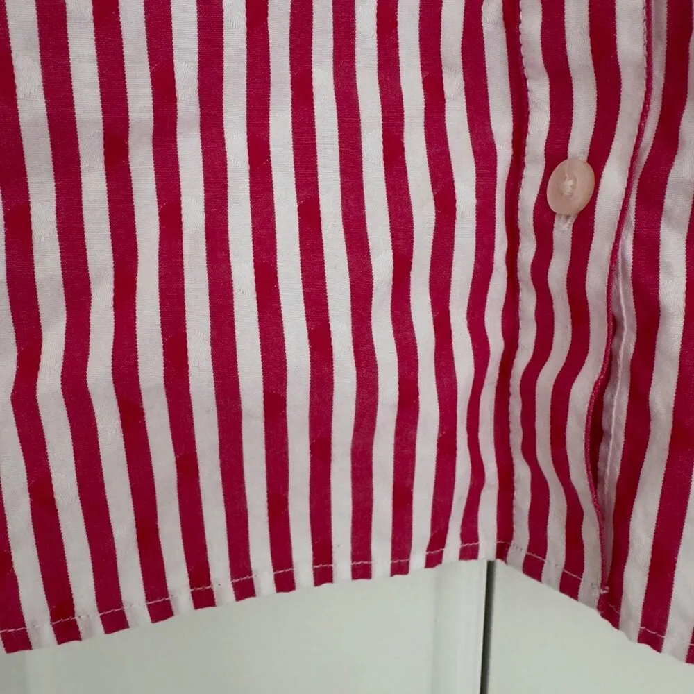 Vineyard Vines 100% Cotton Striped Ruffle Neck Button Down Top Long Sleeve 4 - Image 7