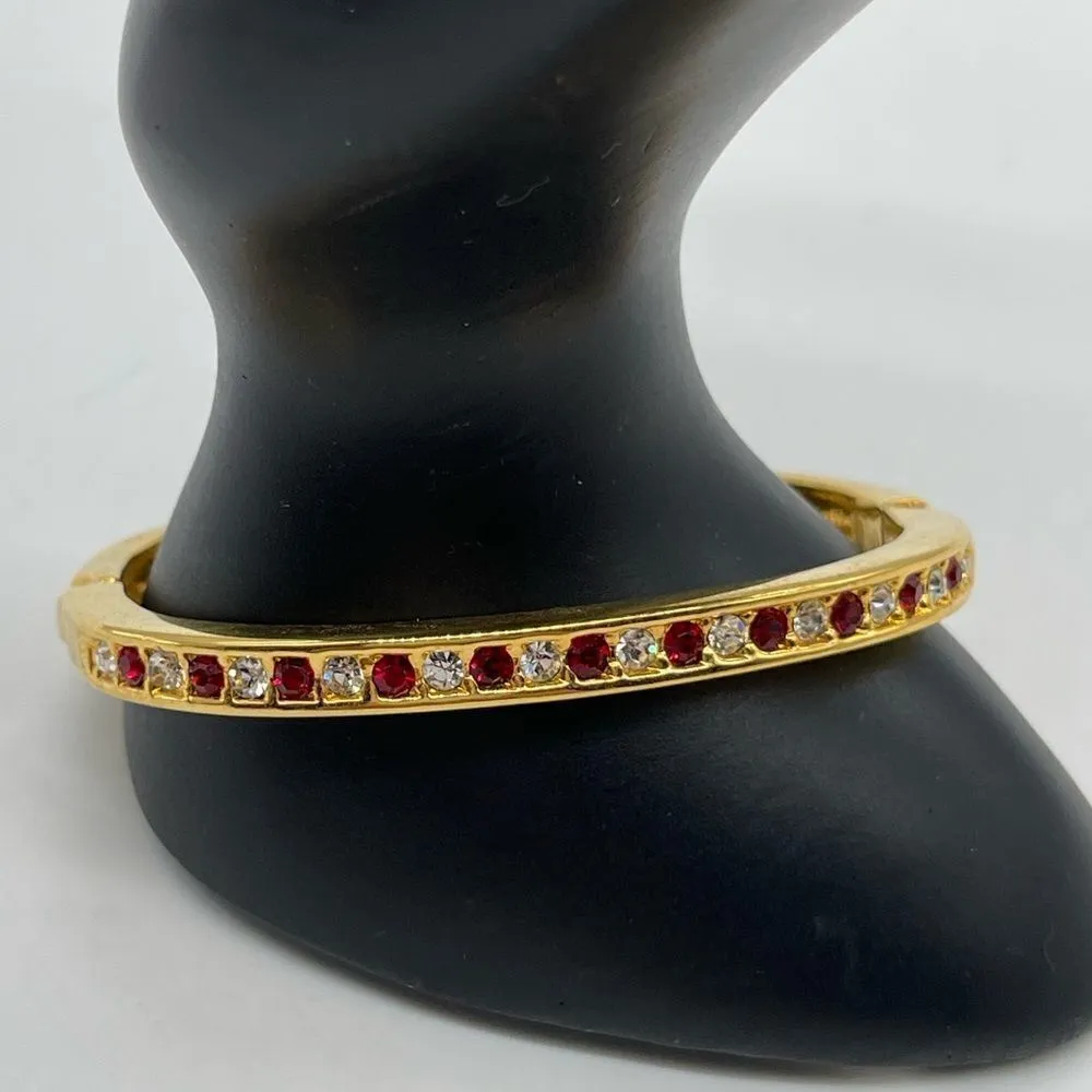 Bangle Bracelet with Crystal Accent in Gold Tone - Image 2
