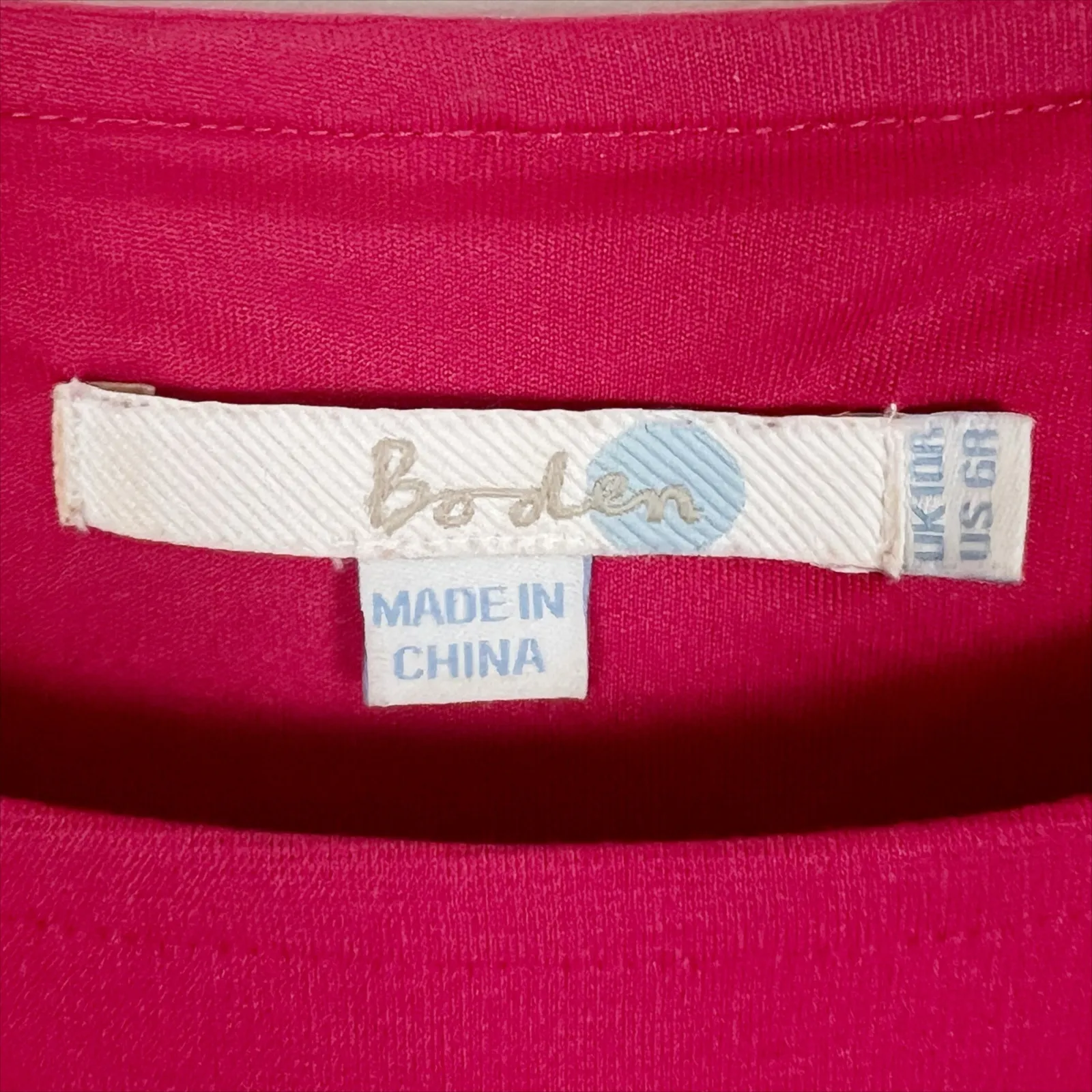 Boden Bright Pink Patricia Bow Short Sleeve Mini Shift Dress Size 6 - Image 5