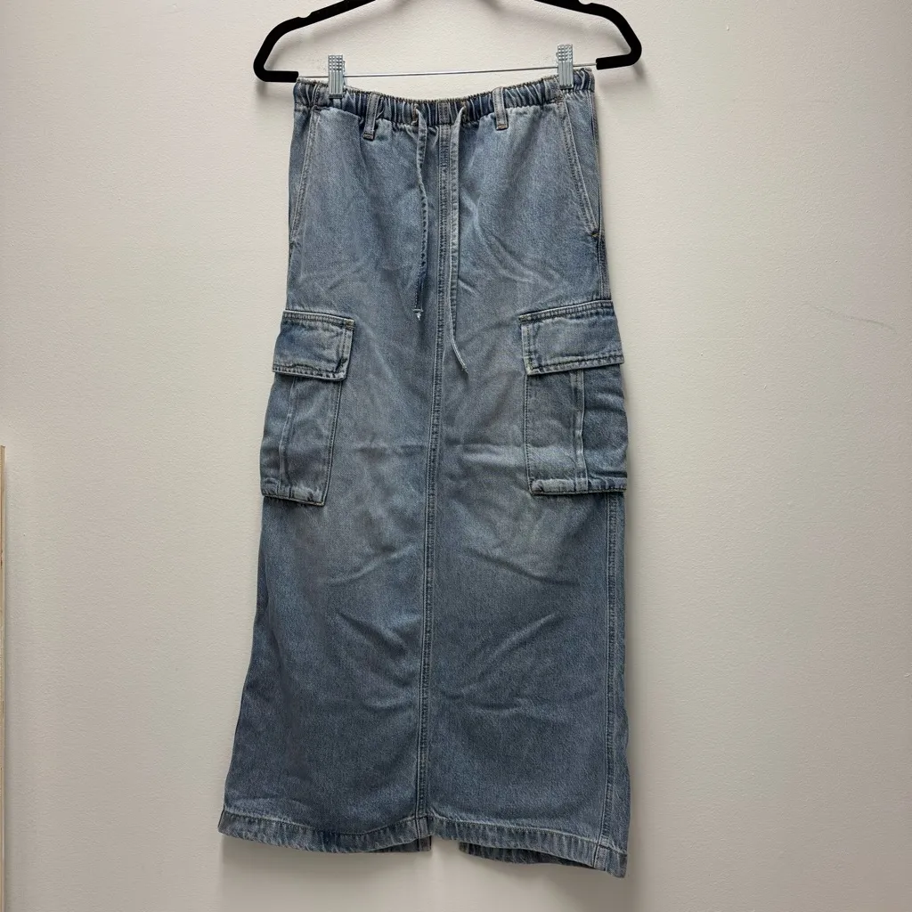 Musinsa Standard Women's Denim Cargo Maxi Skirt, Blue | Size Small - Image 3