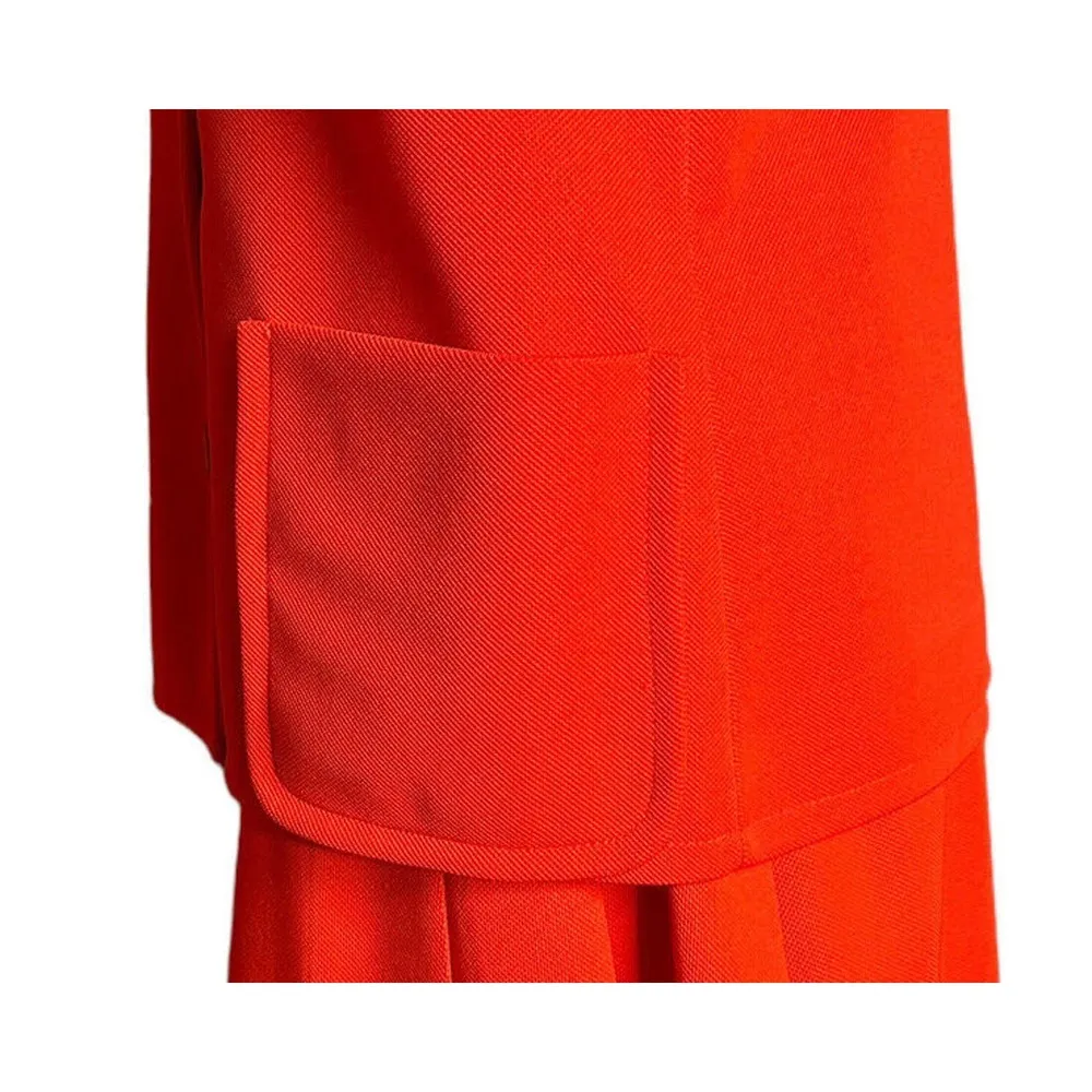 Vtg Butte Knit Womens 2 Piece Red Suit Jacket Pleated Skirt Size S/M? Mod 60s - Image 6