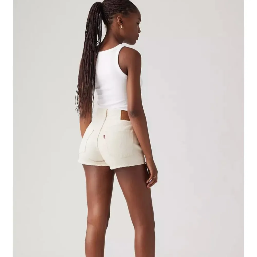 Levi's Premium 32 Women's 501 Original Fit High Rise Shorts White Clean Finish - Image 3