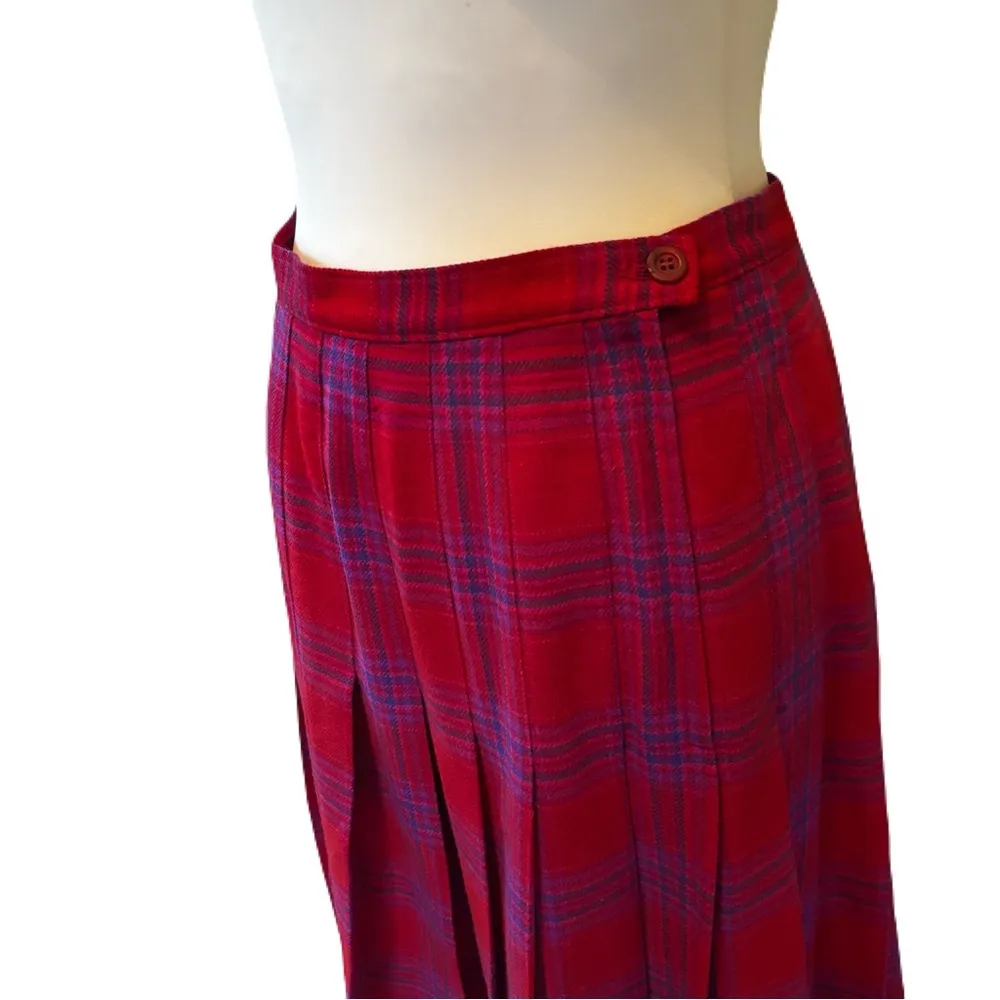 Pendleton Vintage Red, Blue and Purple Plaid Wool Pleated Skirt | EUC |Size 12 - Image 2
