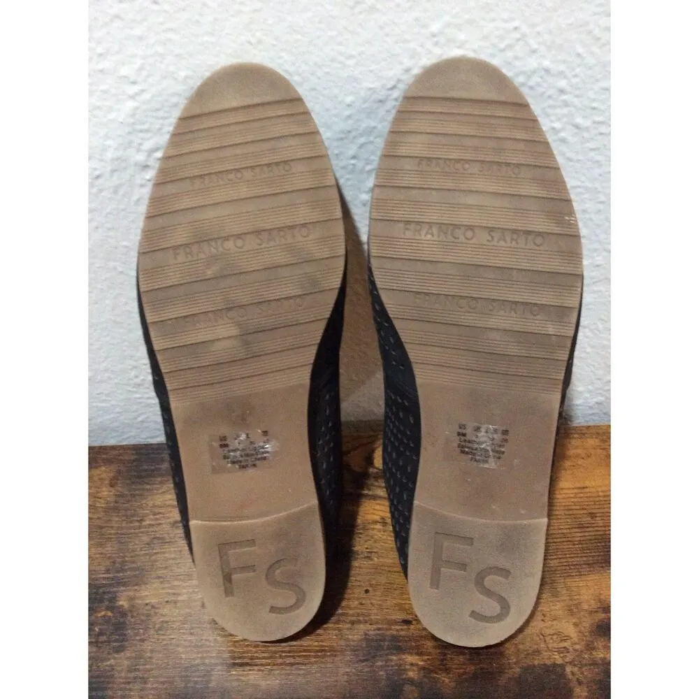 Franco Sarto Black Loafers Flats Size 9 Laser Cut Perforated - Image 11