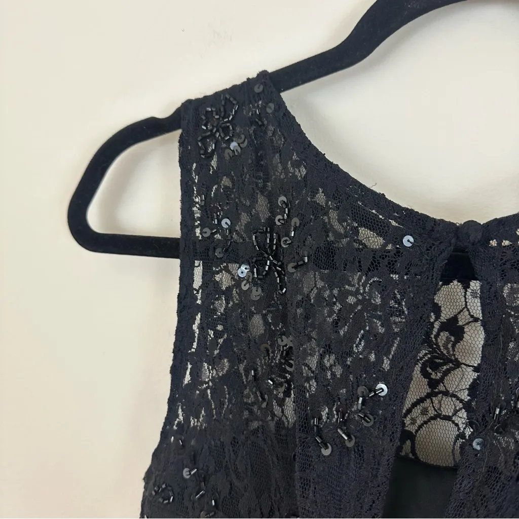 Adrianna Papell | Black Lace Beaded Sleeveless Dress Size 4 Women's NWT - Image 9