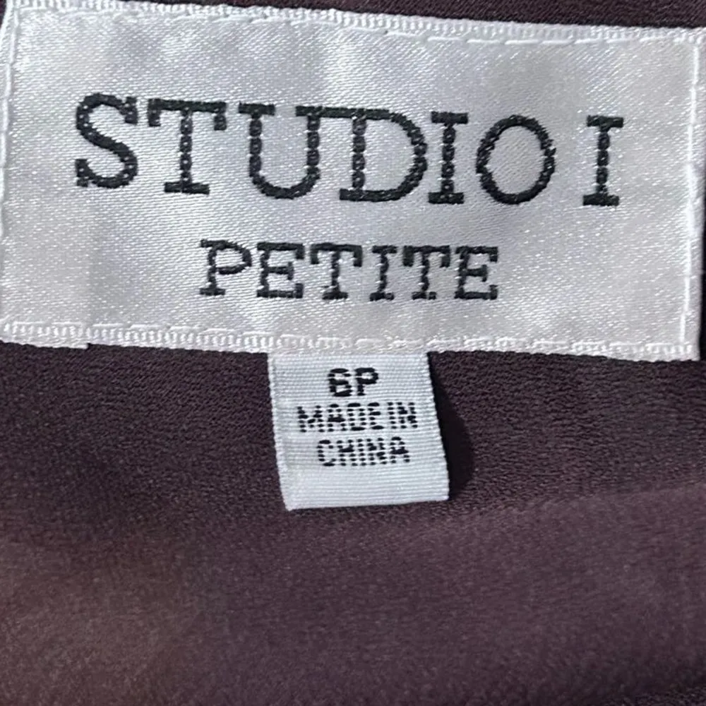 Studio I Petite Women's Brown Blue Sleeveless Dress w/Ruffled‎ Hem Size 6P - Image 3