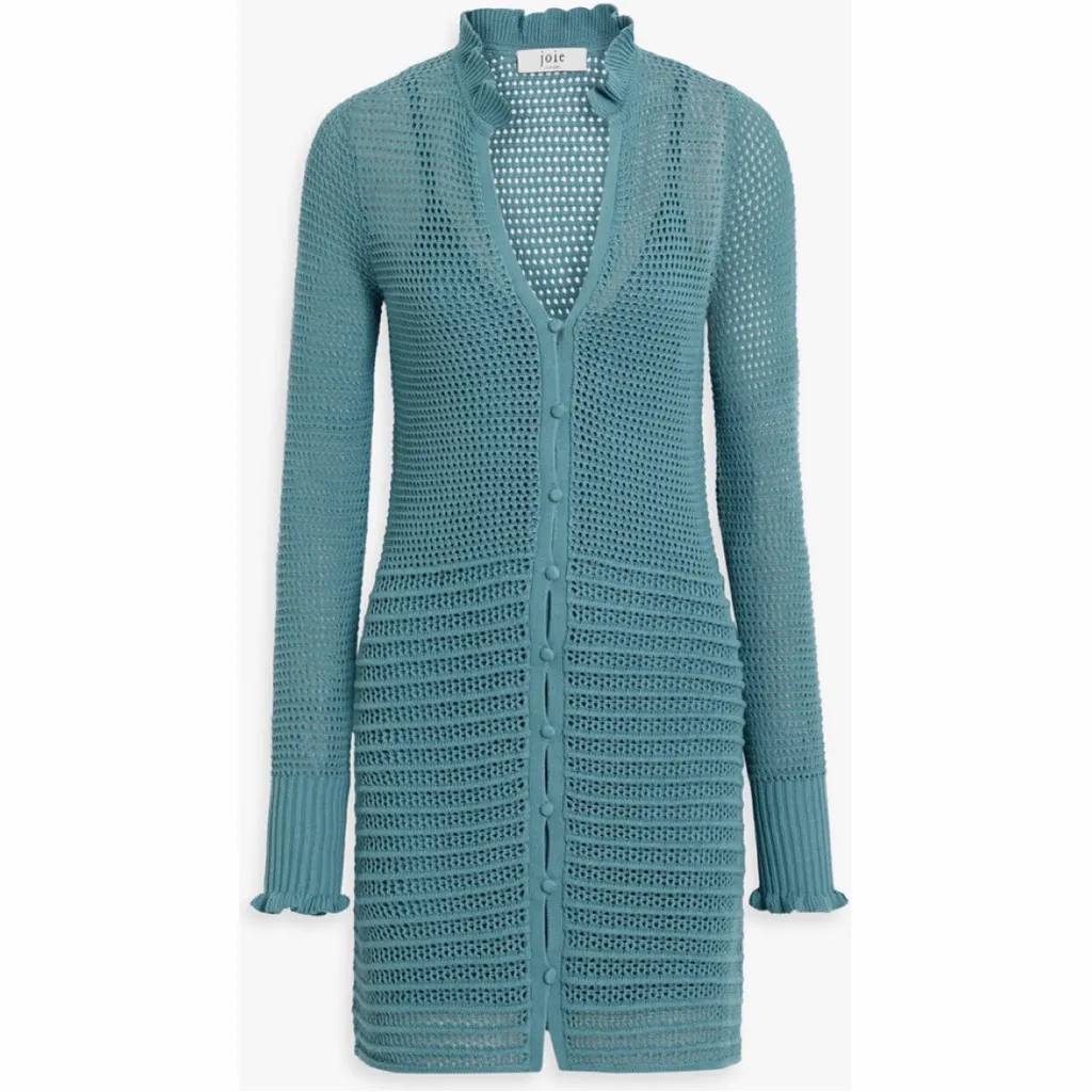 Joie Torrens Open-knit Cotton Mini Dress Adriatic Blue Small NWT - Image 3