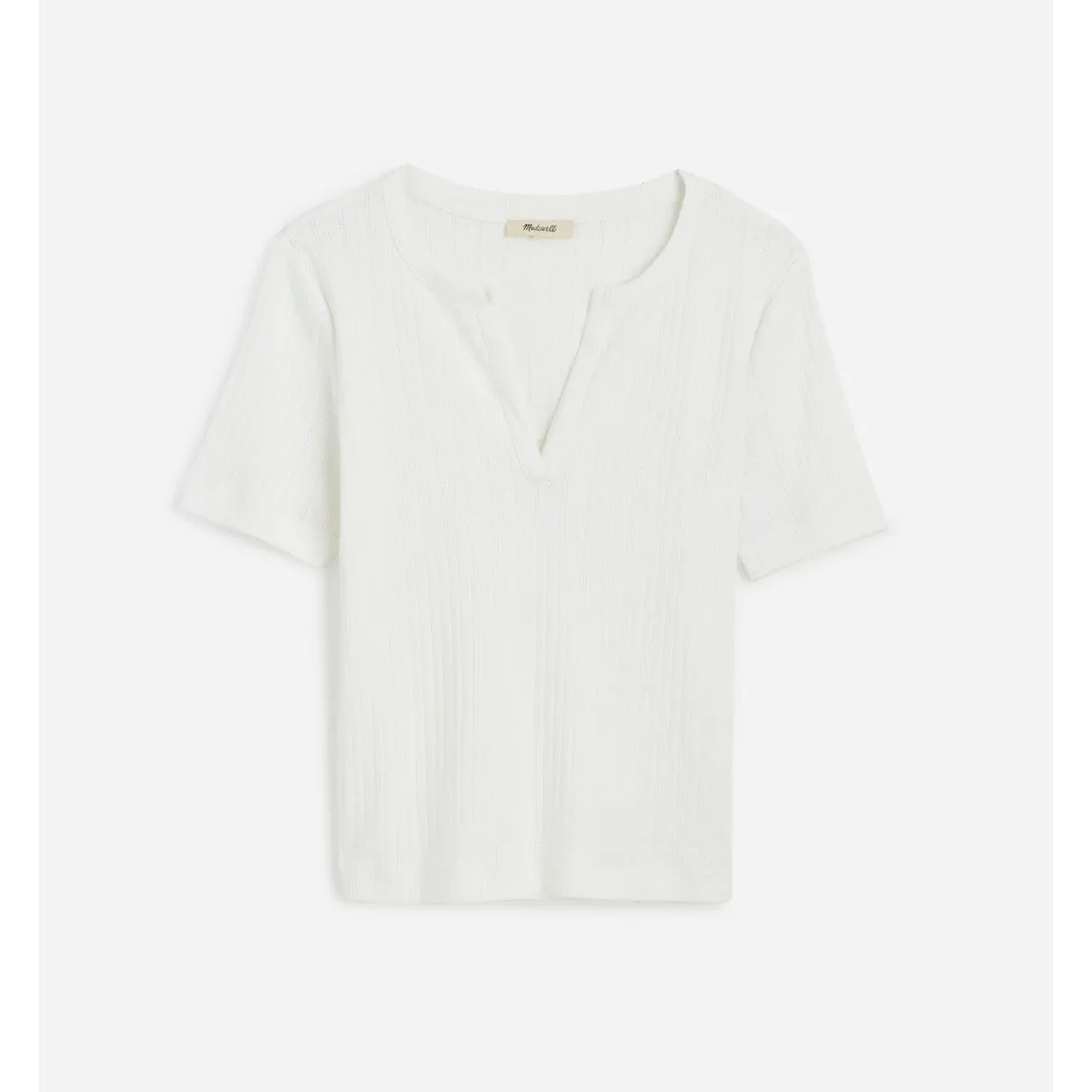 Madewell Pointelle Notch Neck Tee Shirt Cotton White Basics Casual XXS NWT - Image 5