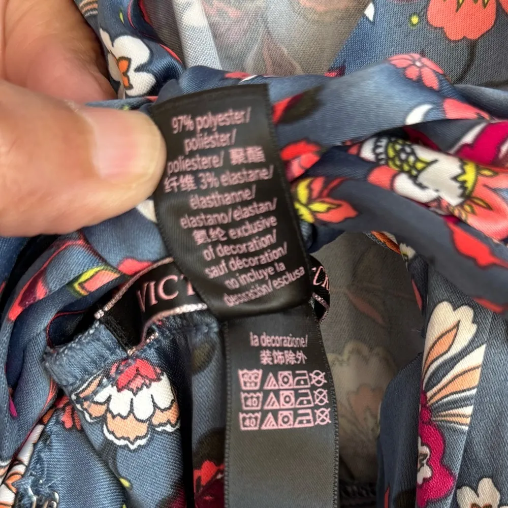 Victoria's Secret Women's Sz S Luxe Satin One Piece Sexy Keyhole Jumpsuit Floral - Image 15