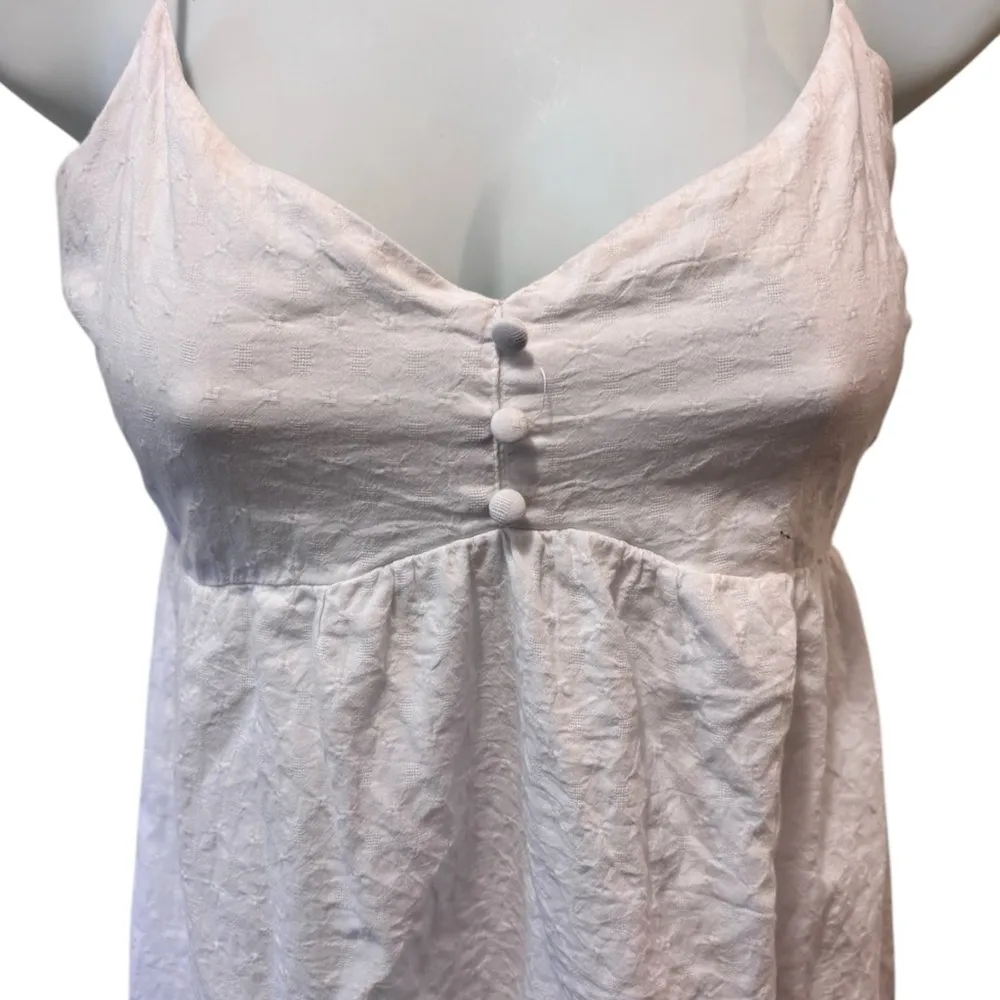 Abercrombie & Fitch White Babydoll Smocked Dress S Ruffle Hem Romantic Coquette - Image 4