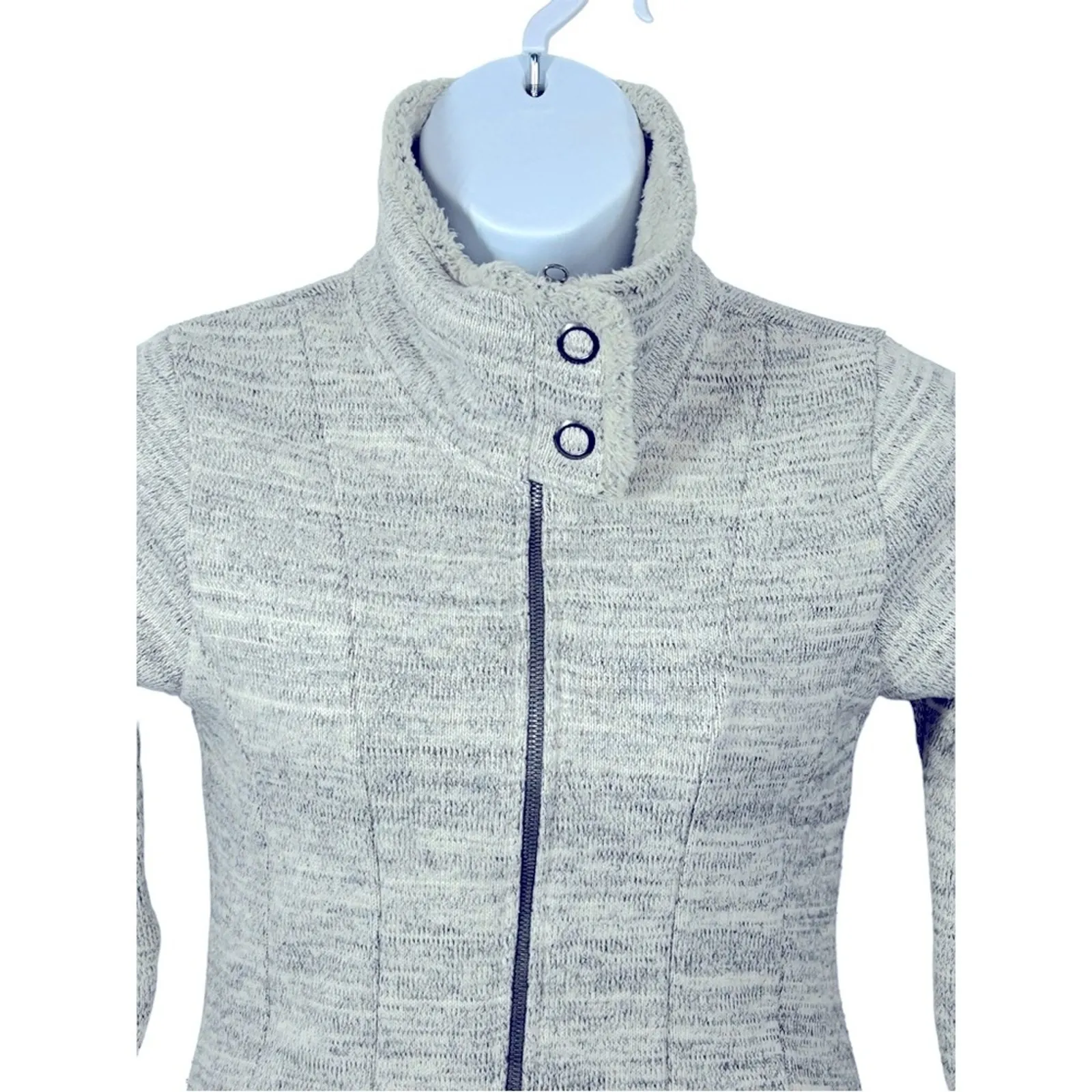 Kuhl Alaska Heather Gray/Black Marbled Zip Front Sweater Jacket Small - Image 4