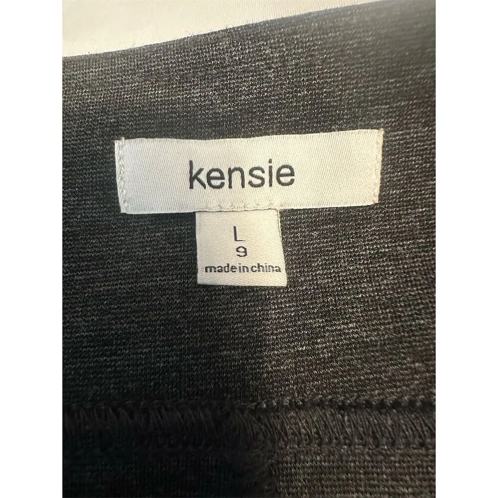 Kensie Women's Gray Knit Asymmetrical Wrap Skirt Size L Knee Length - Image 4