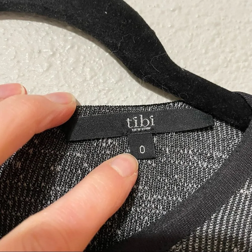 Tibi Grey & Black Short Sleeve Dark Academia Sheath Dress Womens 0 Mini Classy - Image 8