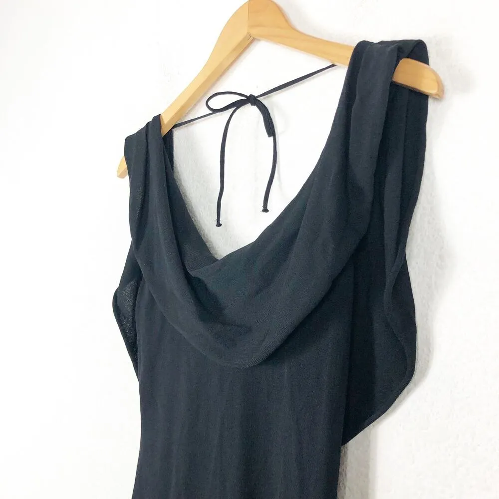 Zara Cowl Neck Black Knit Maxi Dress Small Low Back Resort Wear Minimalist - Image 8