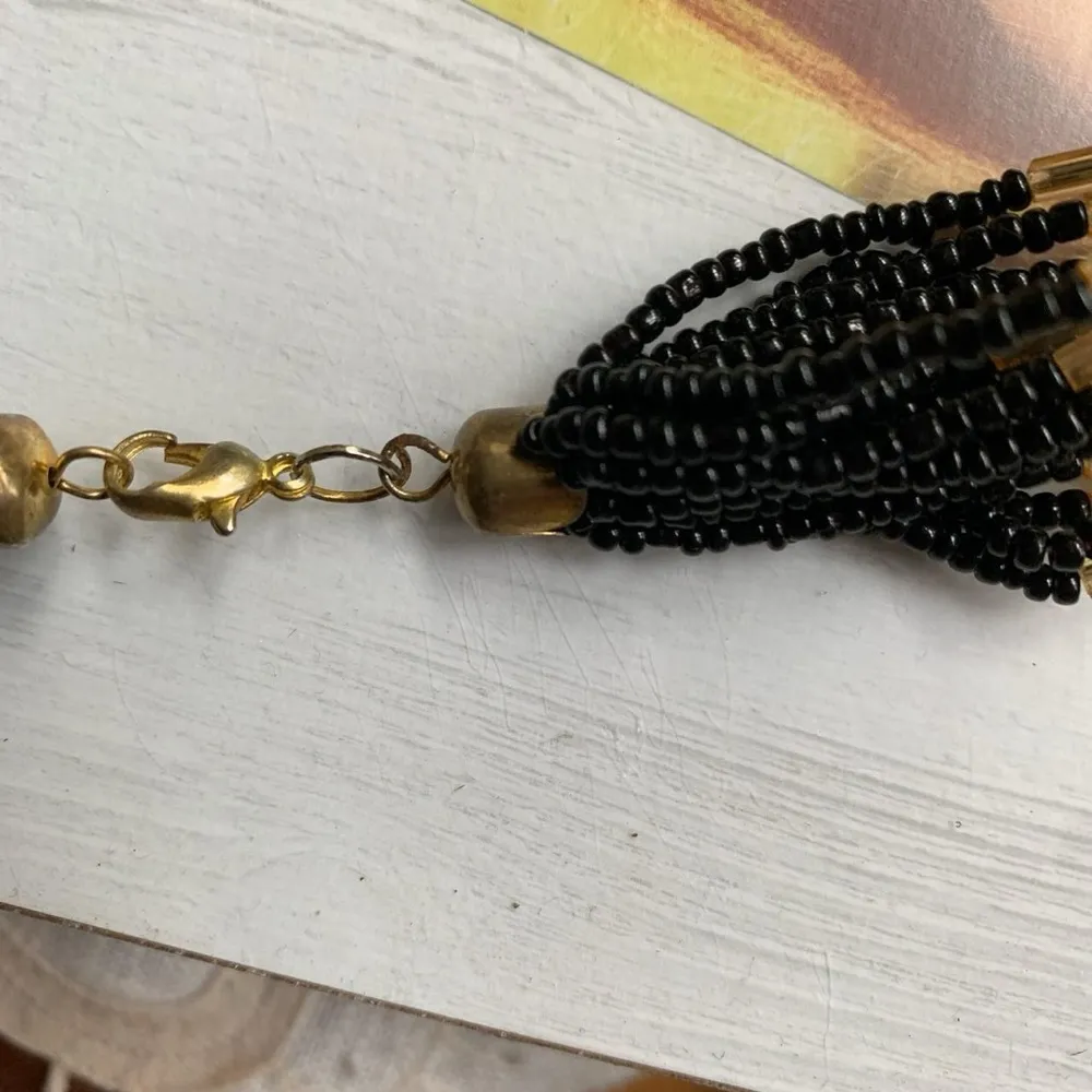 Elegant Black and Gold Beaded Vintage 90s Necklace - Image 5