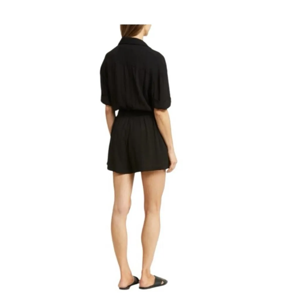 Elan Short Sleeve Button Up Black Romper Size small - Image 2