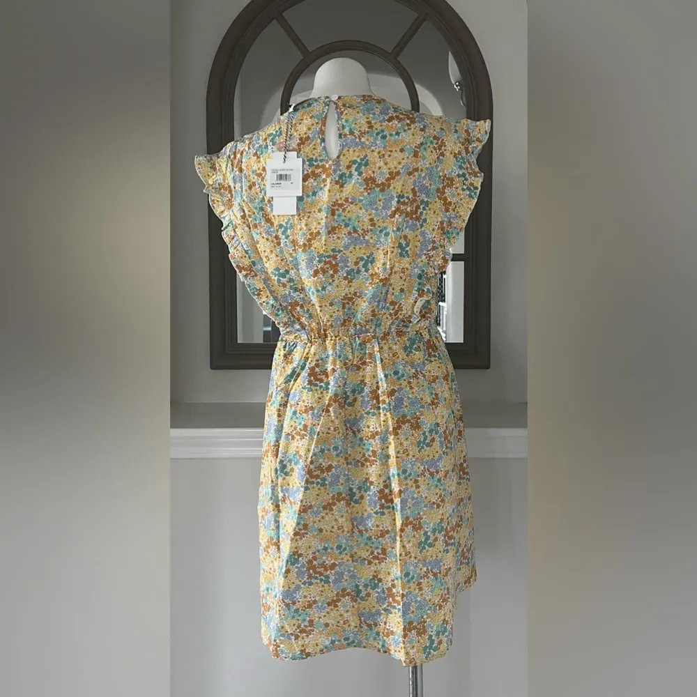 Sidonio Lili Ruffled Floral Dress in Mint Klint, Yellow Multi Size M New w/Tag Size M - Image 4