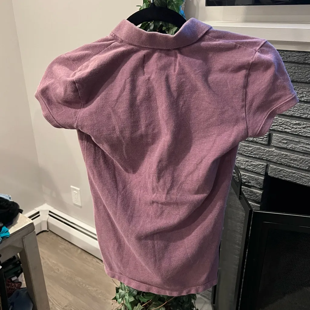 Aeropostale Women’s Plain Polo Shirt With Logo Purple Size Small - Image 3