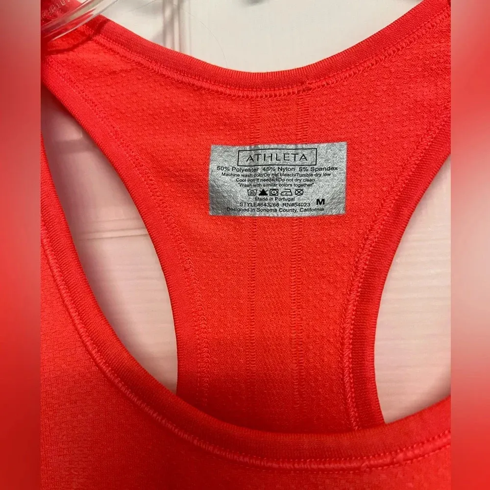 Athleta Day-Glo Bright Neon Orange Workout Tank Top Exercise Yoga Running Medium - Image 3