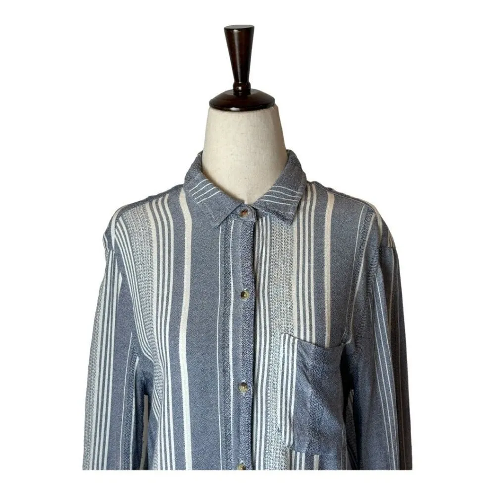 Anthropologie Maeve Shirt Women Small Blue Chatham Striped Button Down‎ Blouse - Image 5