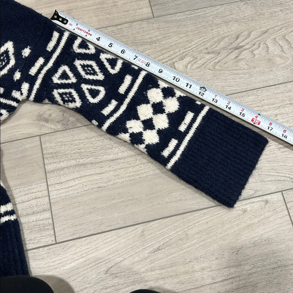 J.CREW NEW Relaxed Half Zip Merino Wool Alpaca Blend Sweater Geometric Knit XS\S - Image 11