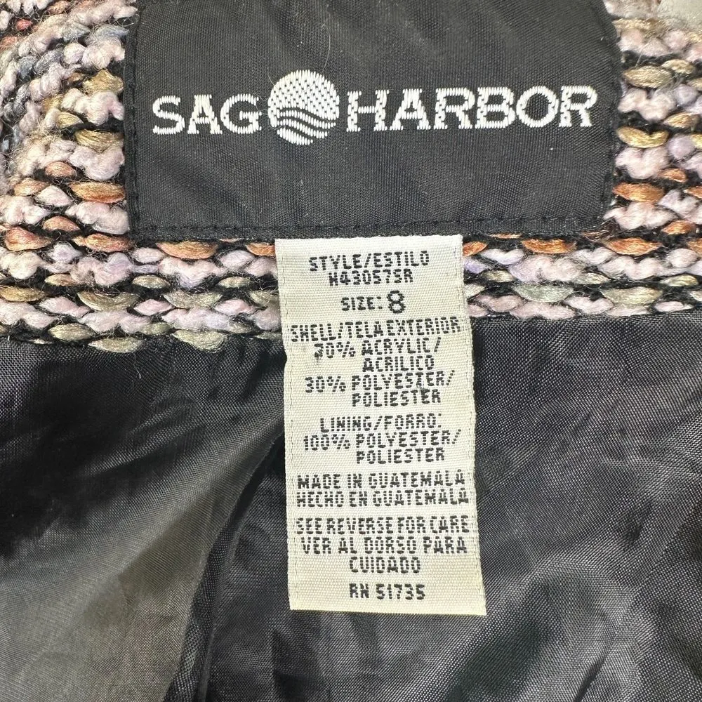 Sag Harbor Multicolor Boucle Full Zip Jacket Blazer Women's Size 8 - Image 3