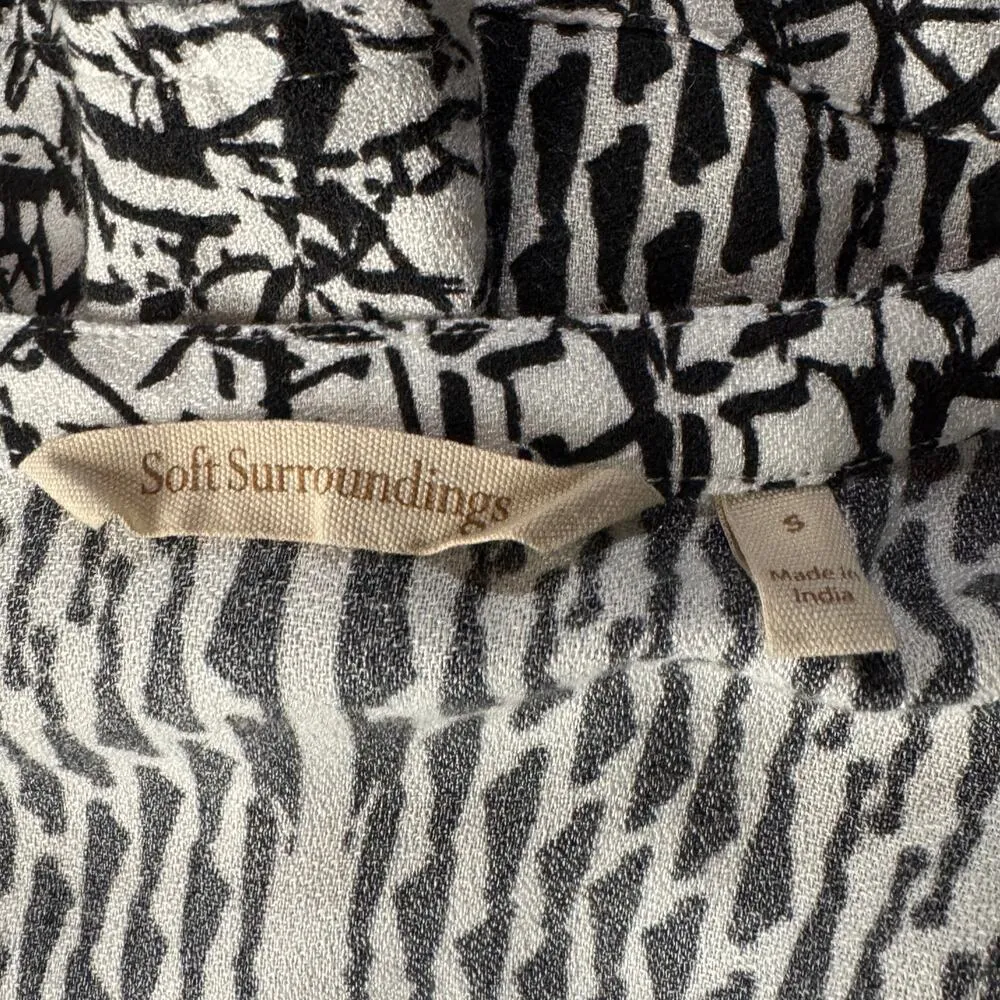 Soft Surroundings Small Ravello Tunic Top Abstract 3/4 Sleeve V-Neck Side Slits - Image 7