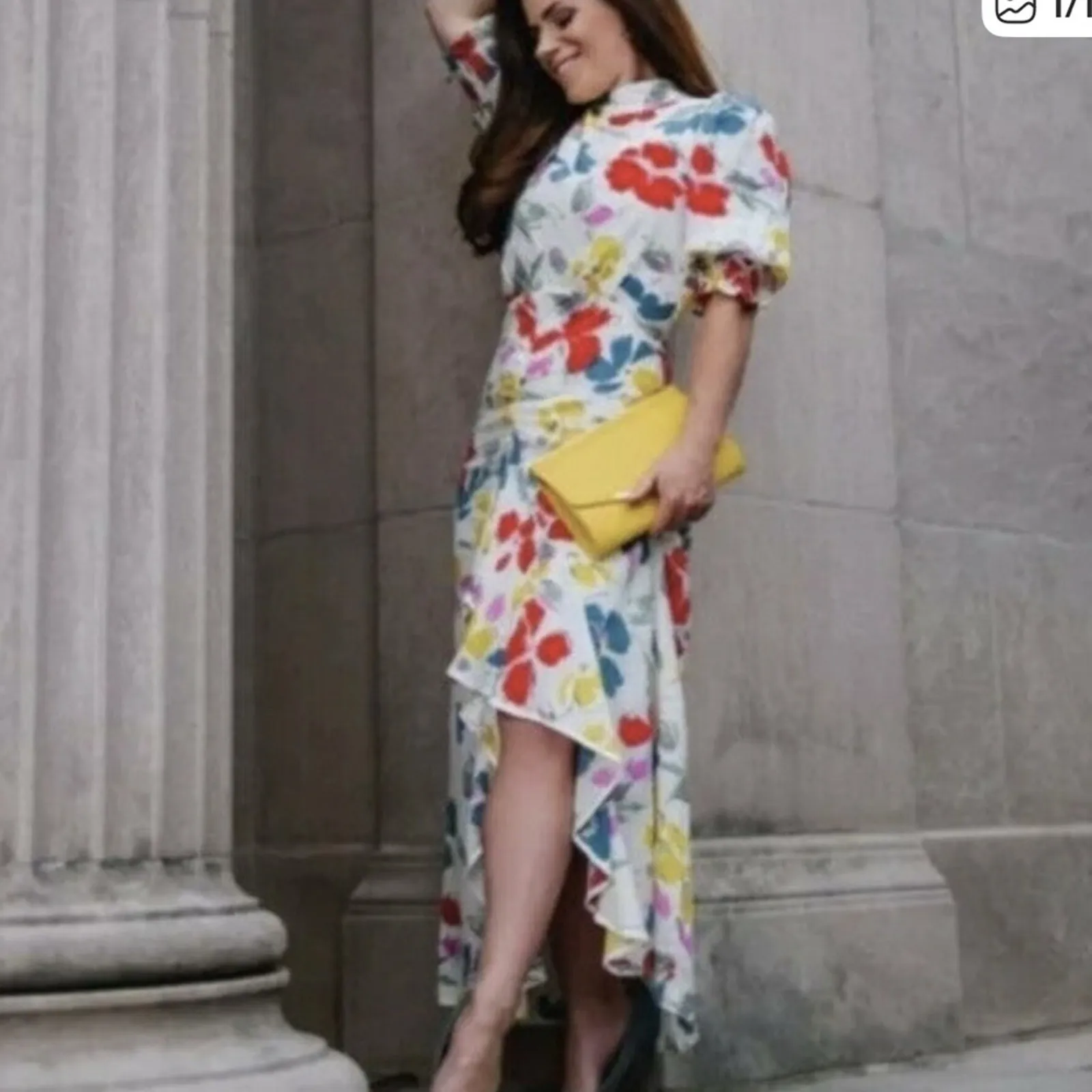 RIXO x Target Floral Mock Neck Cascade Ruffle Dress Floral NEW Size 16/18W PLUS Red - Image 3