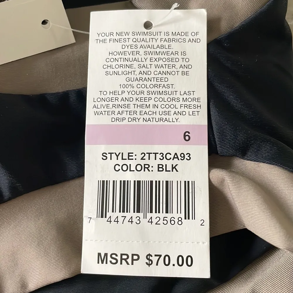 NWT Trina Turk black taupe colorblock gold mosaic square hardware sides size 6 - Image 10