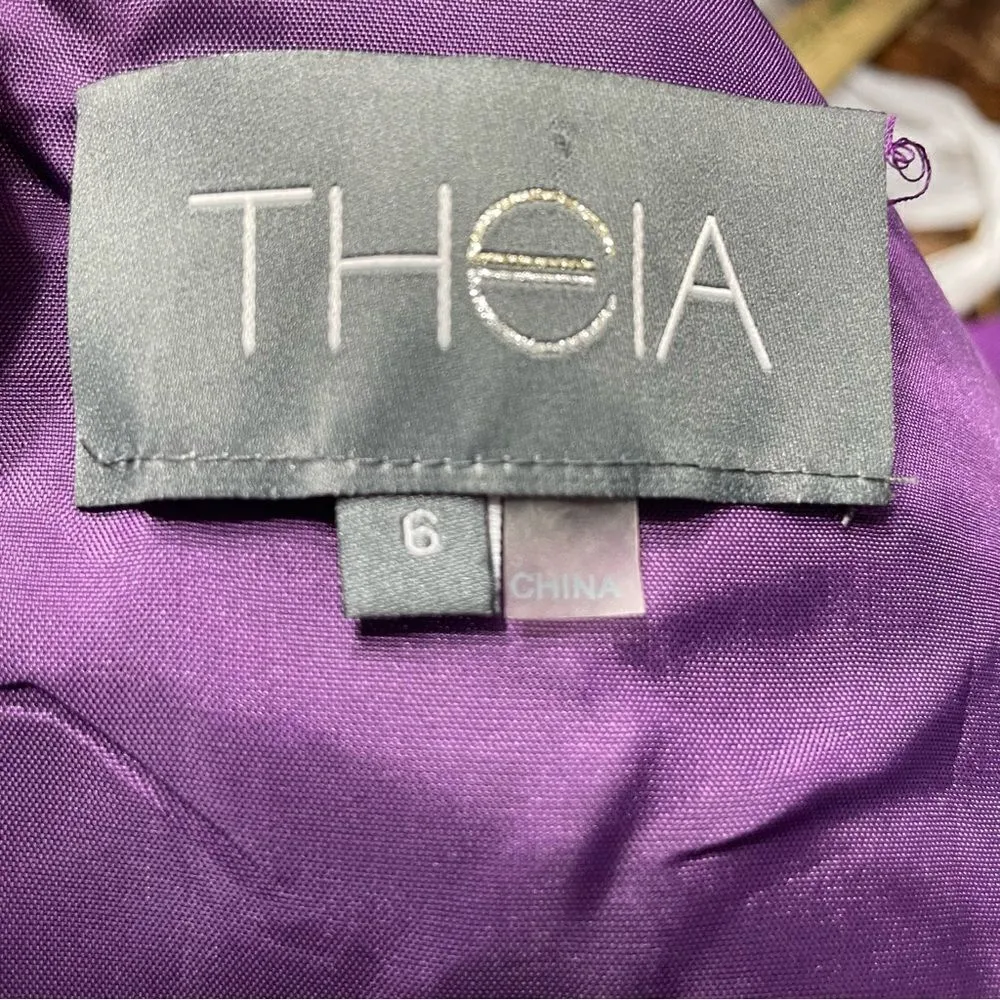 Theia Gazaar Sleeveless Illusion Lace‎ Mermaid Gown 6 Purple - Image 4