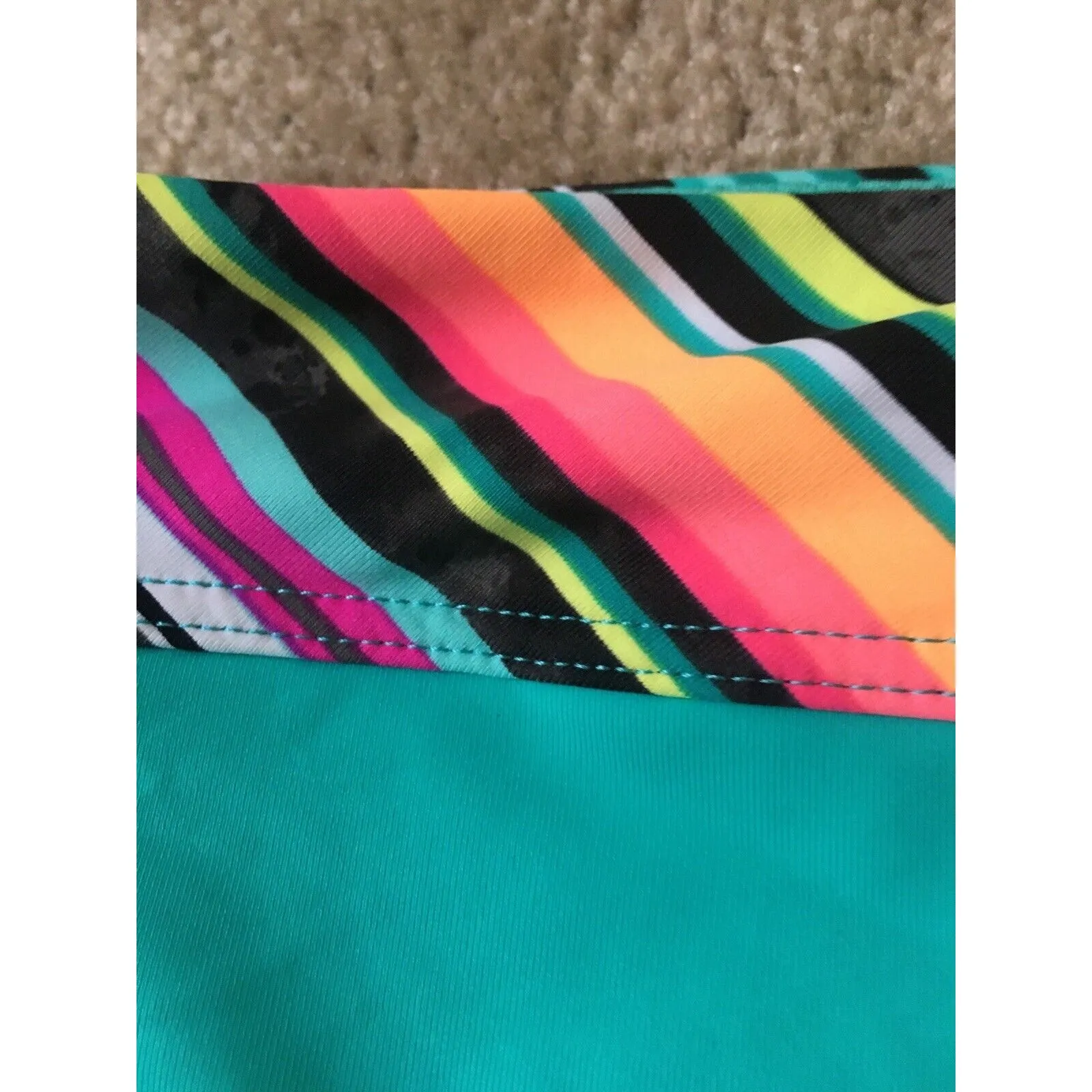 OAKLEY Women's Swim Bikini Bottom with Striped Waist Trim Size M Aqua Blue - Image 3