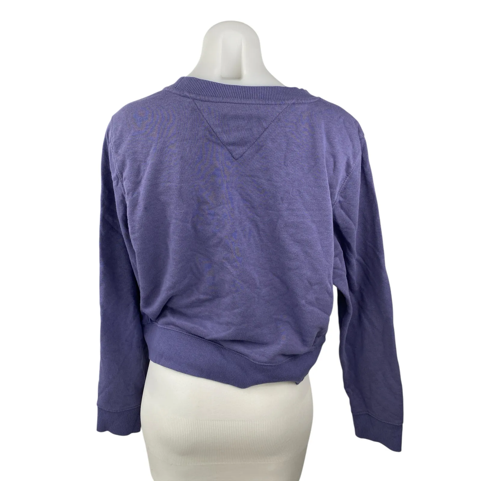 Tommy Jeans Womens Purple Crew Neck Long Sleeve Crop Sweater Sweatshirt Top Sz L Size L - Image 2
