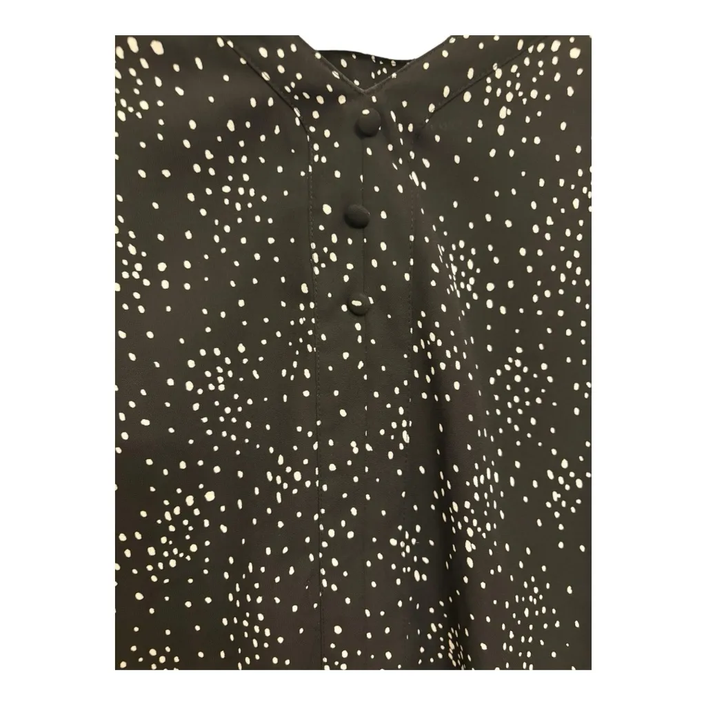 Fortune + Ivy Black & White Mixed Material Dot Print Blouse M Classic Workwear - Image 2