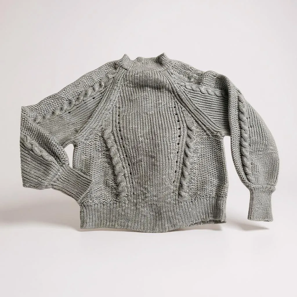 American Eagle light blue cable‎ knit sweater S - Image 7