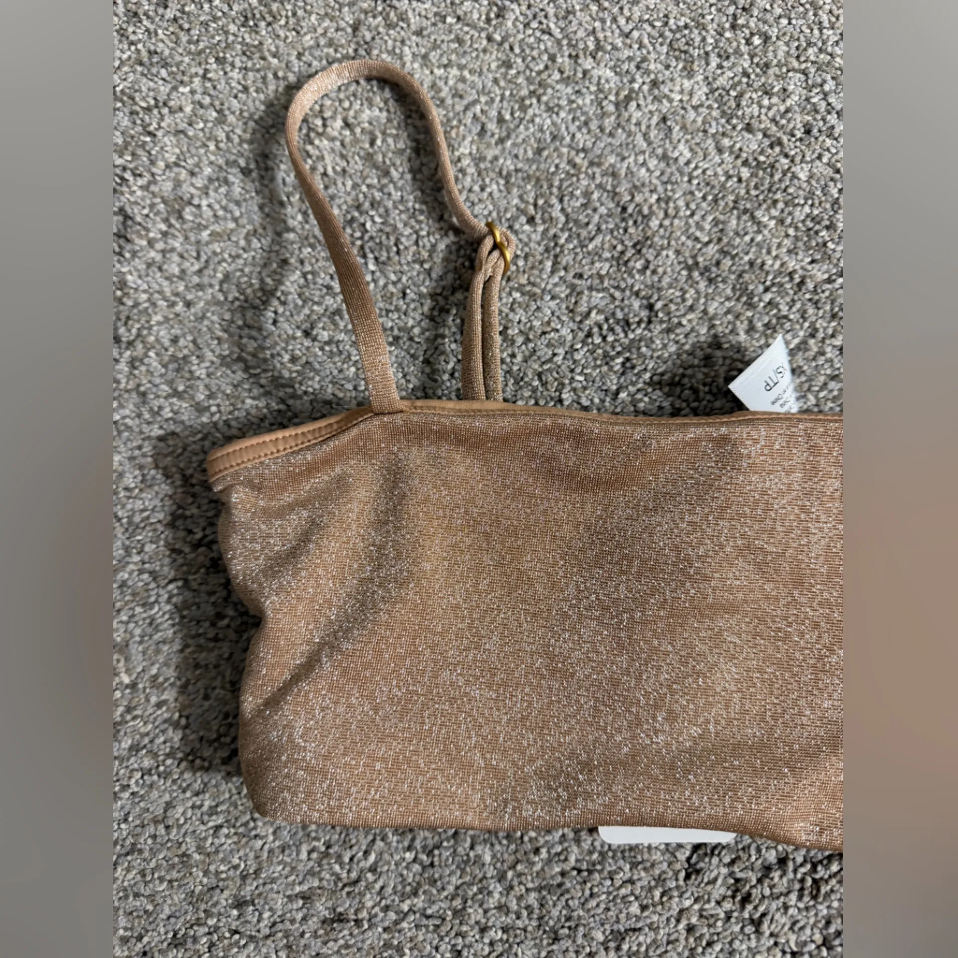 NWT L*space Rebel Bikini Bandeau Top ONLY in Champagne Shimmer Gold Size XS - Image 4