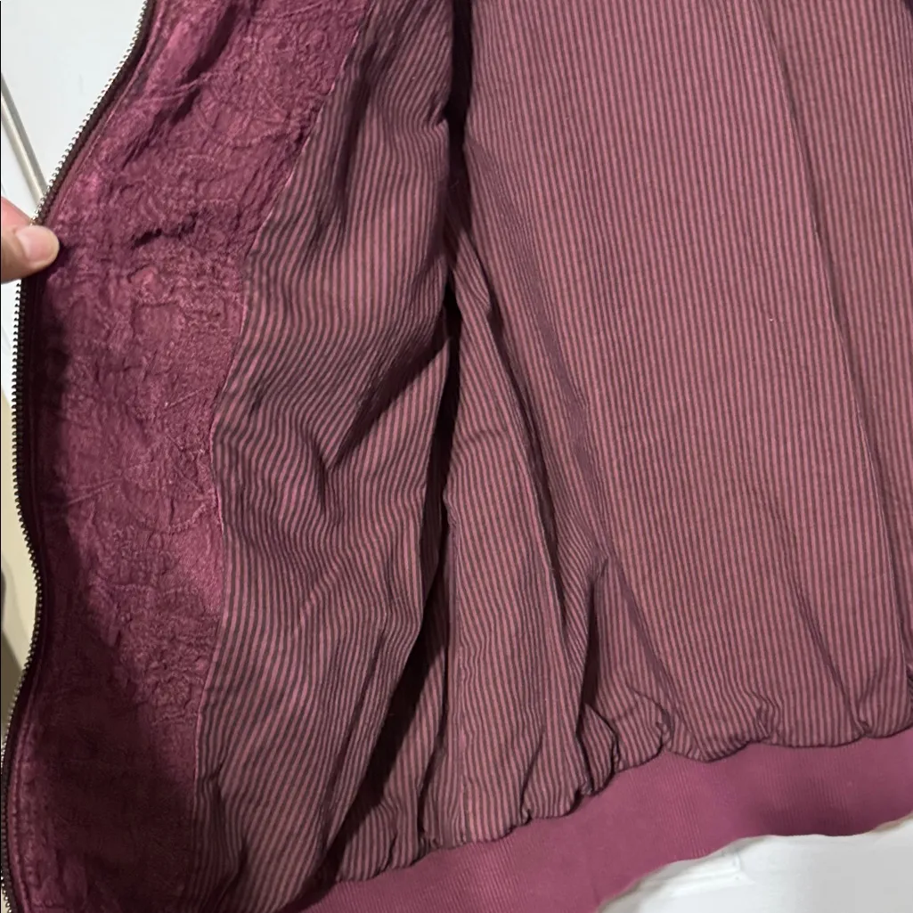 Marrakech Women's Textured Bomber Jacket in Deep Burgundy Red Size L - Image 4