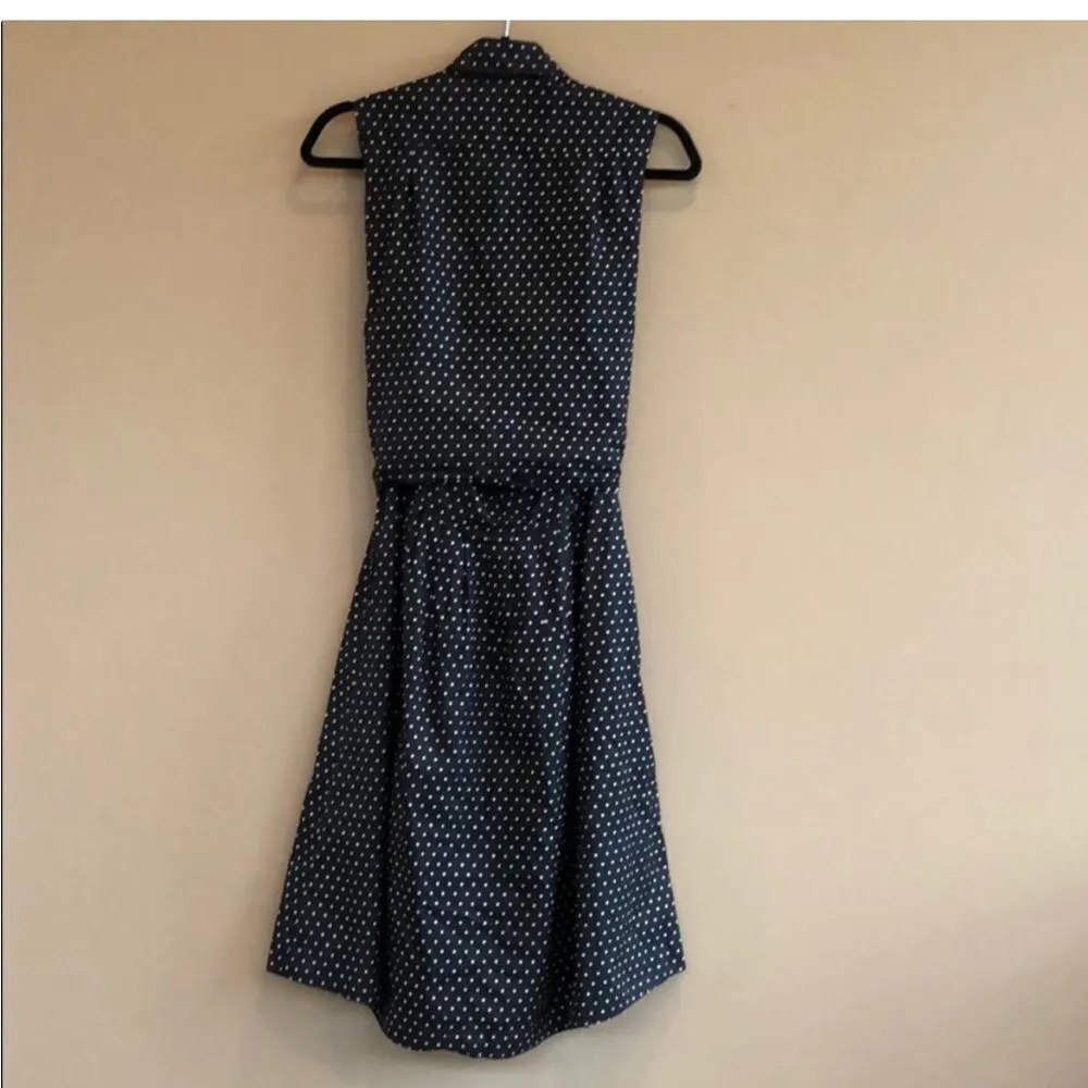 Club Monaco Polka Dot Black Cotton Button Down Shirt‎ Dress 00 - Image 3