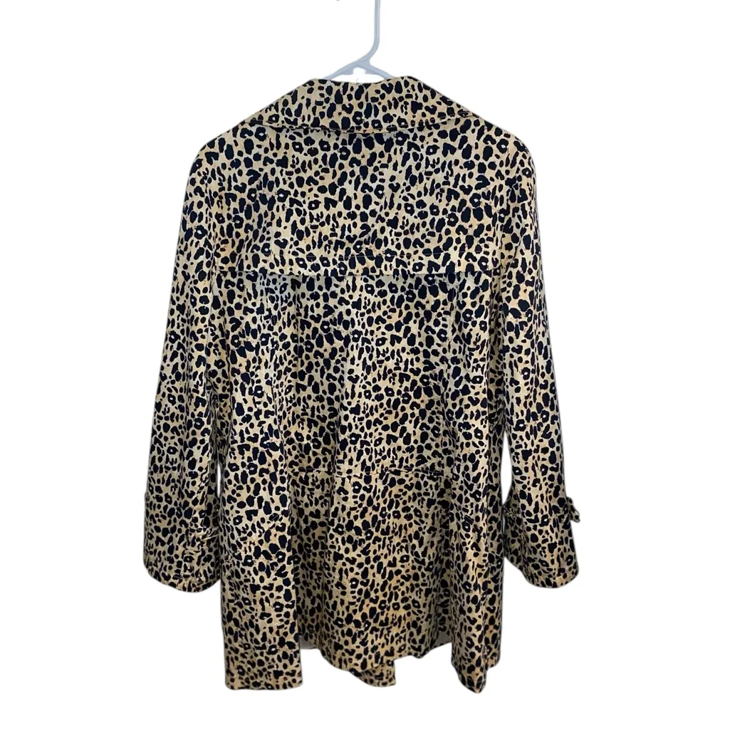 Faith 21 Leopard Print lightweight Trench Coat plus size Animal print Jacket 1X Tan - Image 4