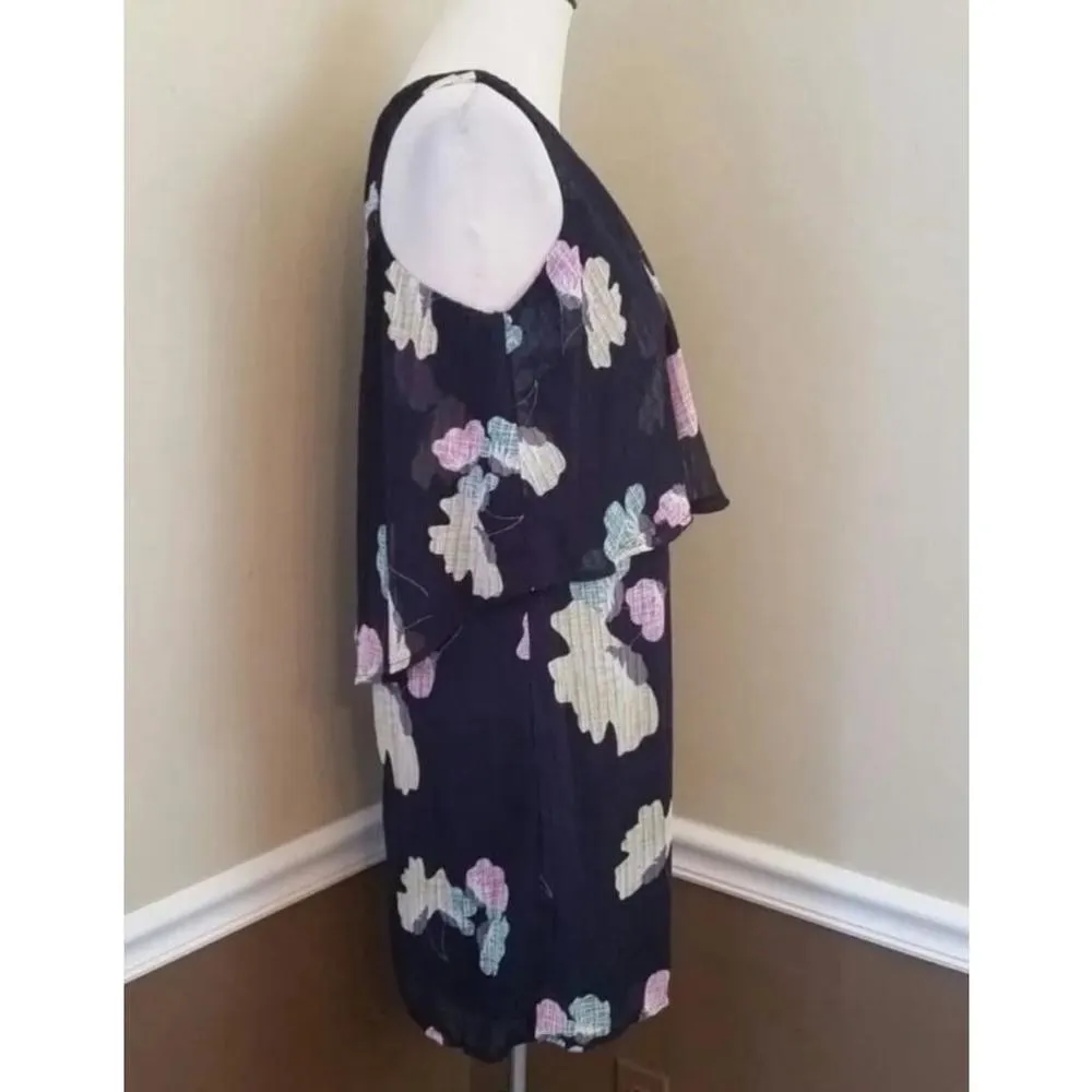 Modcloth Pink Owl Navy Blue Floral Sheer Popover Bodice Sleeveless Dress Medium - Image 6