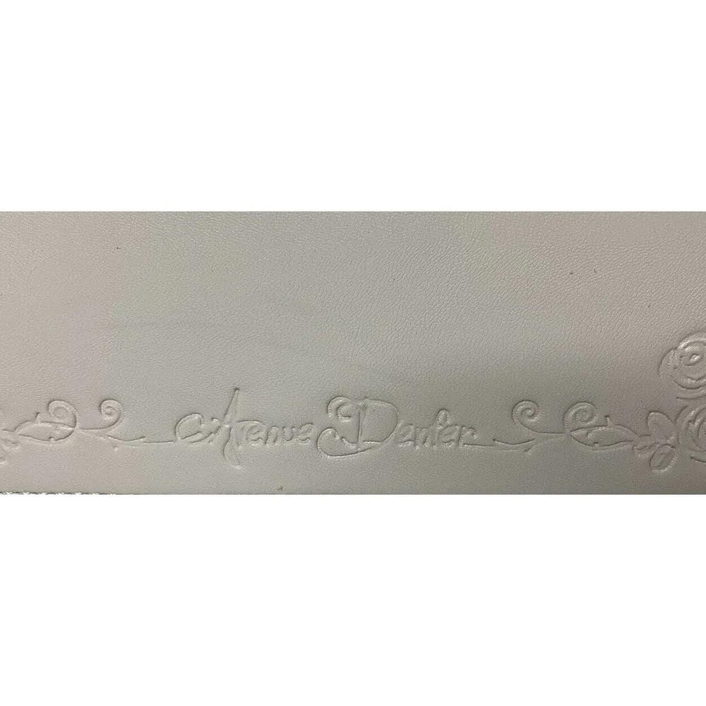 Avenue Denfer Blush Beige Floral Embossed 2 Way Envelope Bag Purse w/ Long Strap - Image 7