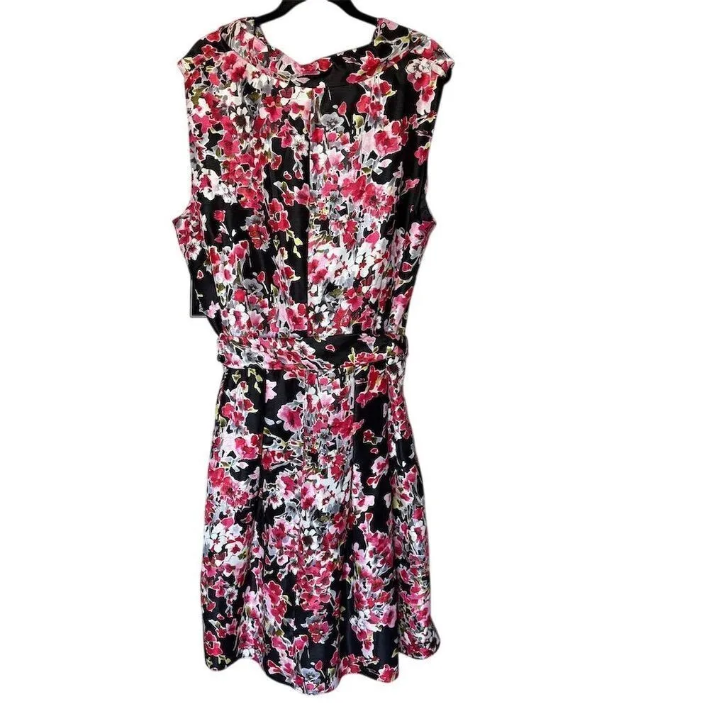 Jessica Howard Plus Size 24 Floral Wrap Dress Midi Length Sleeveless - Image 2