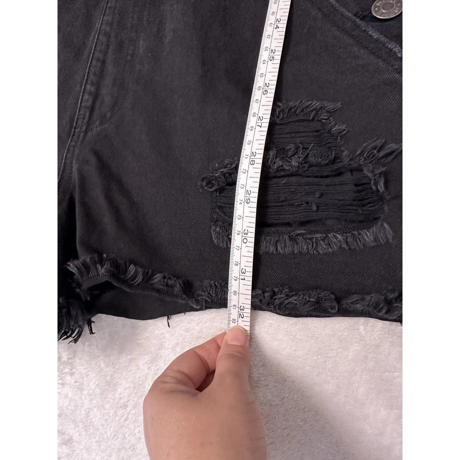 Show Me Your Mumu  Denim Romper Jumpsuit Black Denim Sleeveless Shorts Overalls M - Image 7