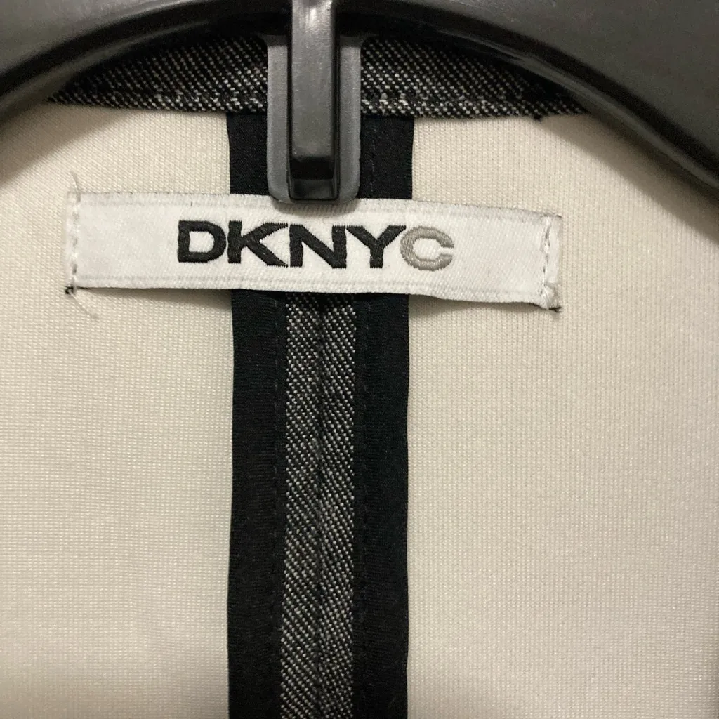 DKNYC Sample Black Bonded Faux Denim Belted Sleeveless Dress Gray Size M - Image 3