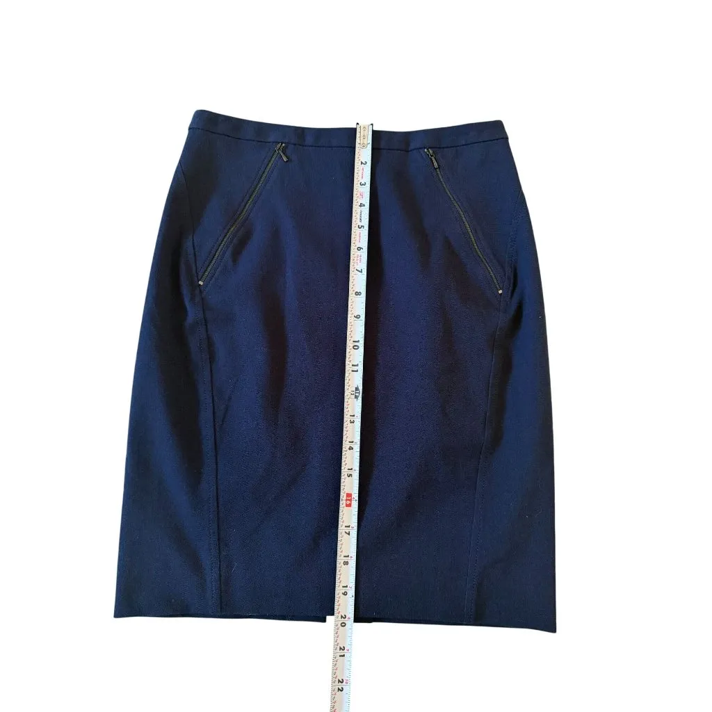 ELIE TAHARI Navy Blue Zip Pocket Pencil Skirt Size US 2 - Image 5