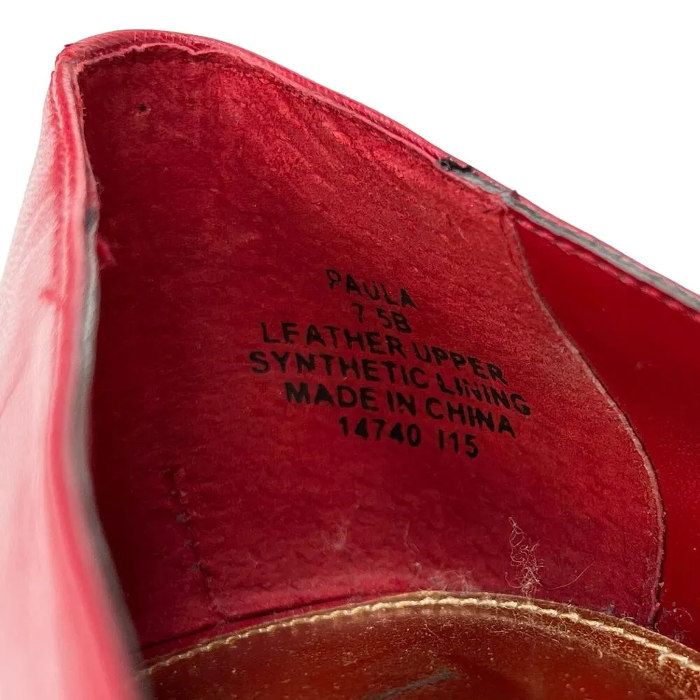 Ralph Lauren Wedges Paula Cherry Red 7.5B Leather Open Toe - Image 8